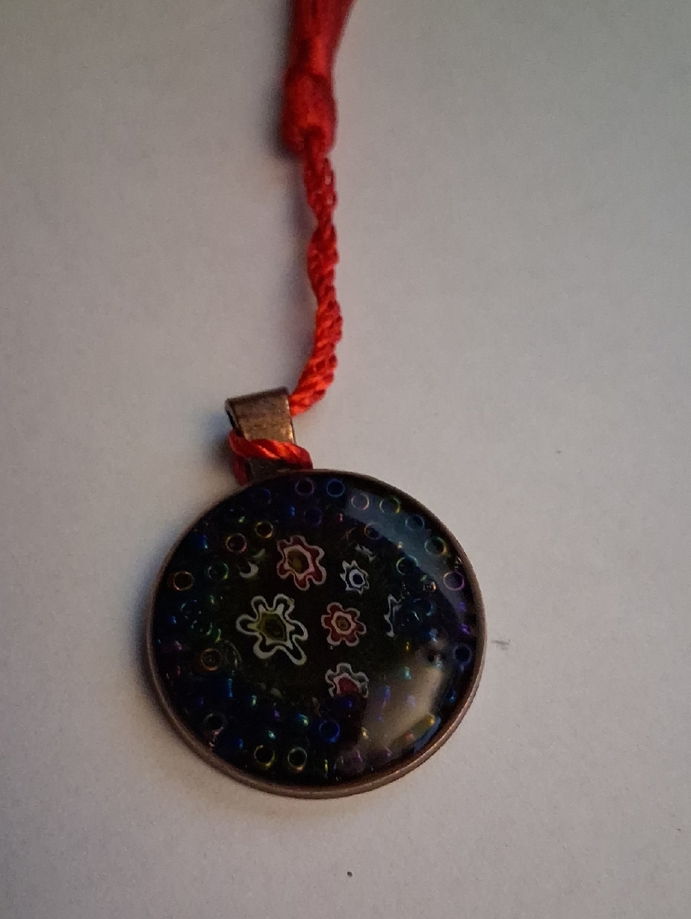 Handmade Millefiori Glass Bookmark with Red Tassel